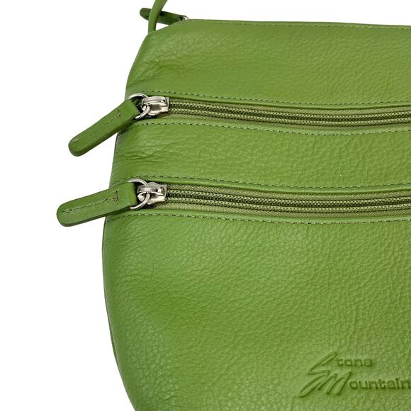 Stone Mountain Crossbody Purse Bag Green Pebble Leather 8" x 7" - Picture 10 of 10